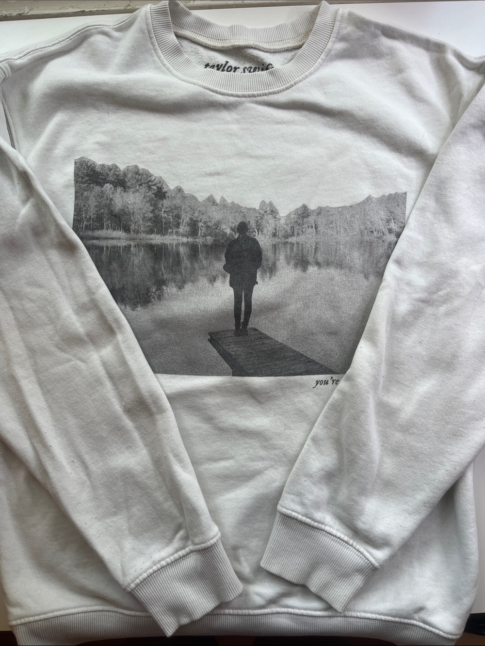 Taylor Swift White Cowboy Like Me Sweatshirt/Crewneck Folklore Scenic Lyric - Picture 3 of 3